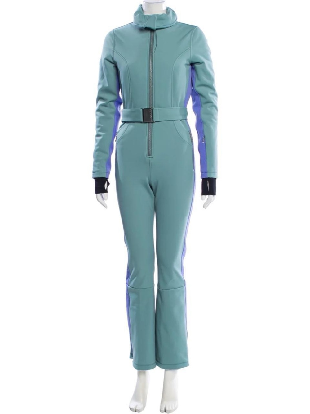 Cordova colorblock Teal & Lavender Women's Ski Suit with Belt
